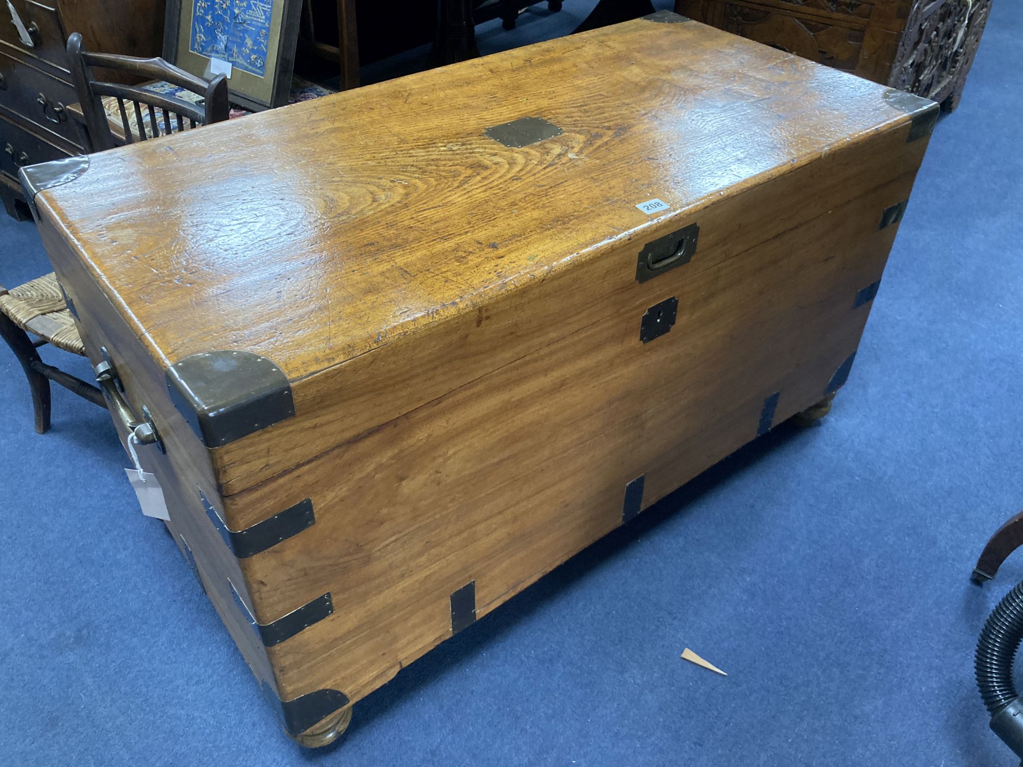 A 19th century brass mounted camphorwood trunk, width 104cm, depth 52cm, height 58cm